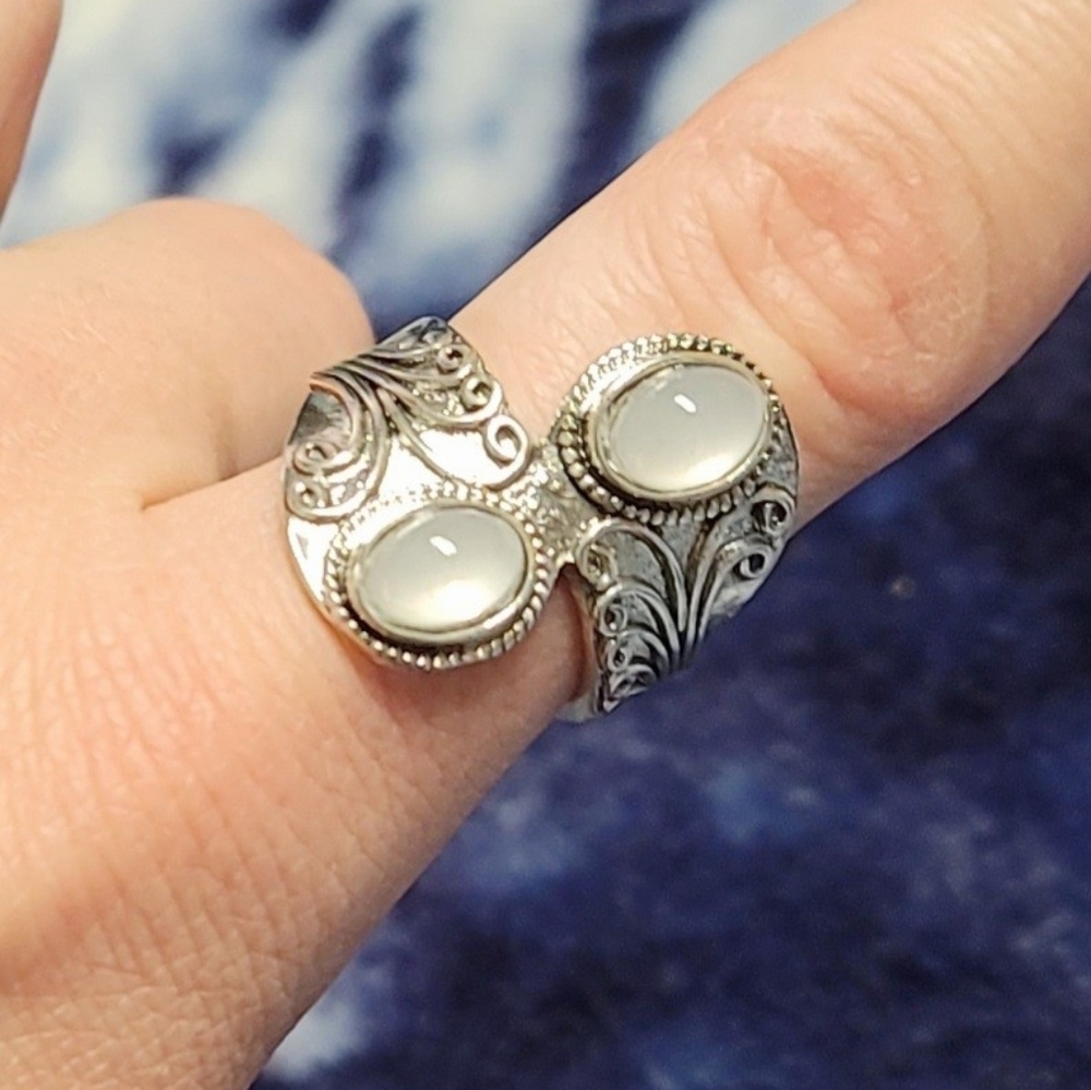 Stirling Silver Double Moonstone Ring